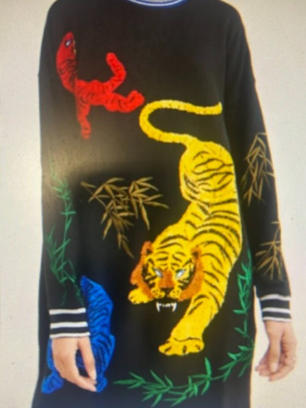 Anthropologie Bold Tiger Jungle Embroidery The Ugly Girl Sweater Tunic Dress